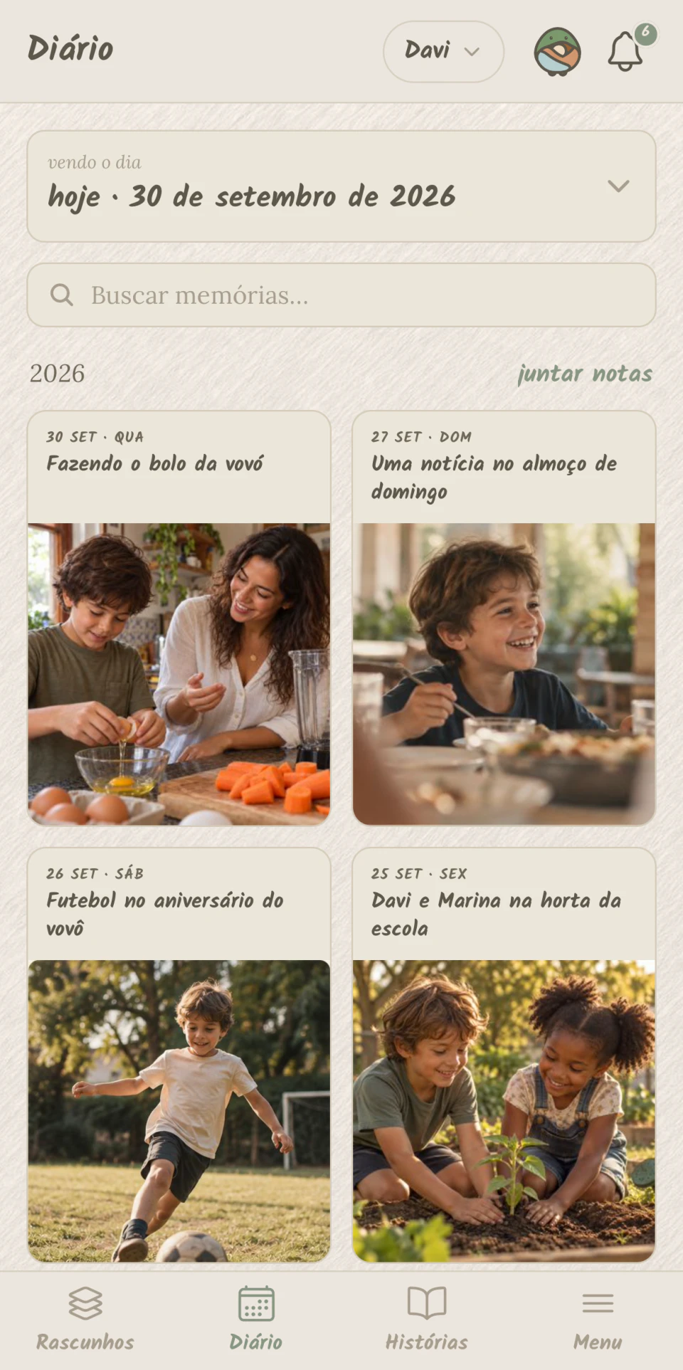 The Journal screen in the Memmor app
